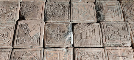 Archaeological Heritage Ancient Decorative Tiles Excavated from Taxila Pakistan Reflecting Gandhara Art, Taxila, Pakistan, September 11 2025のeditorial素材