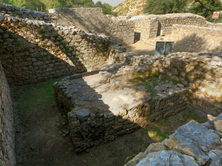 Ancient Mohra Muradu washing space where monks used a carved stone sink for daily rituals Taxila Pakistan, November 02 2025のeditorial素材