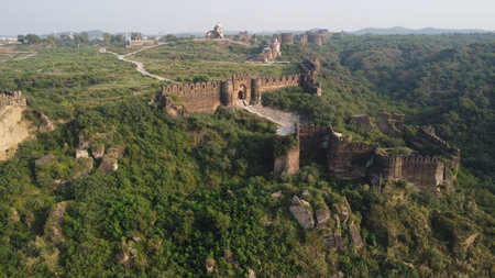 Rohtas Fort historic Kabli and Badshahi Gates aerial perspective, October 26 2025 Dina punjab Pakistanのeditorial素材