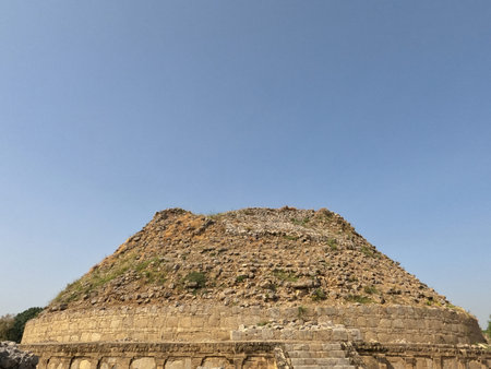 Ancient Dharmarajika Stupa cone symbol of Buddhist faith pakistanの写真素材