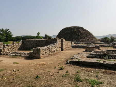 Dharmarajika stupa complex ancient buddhist heritage site in taxila pakistan built by ashoka in 3rd century bceの写真素材