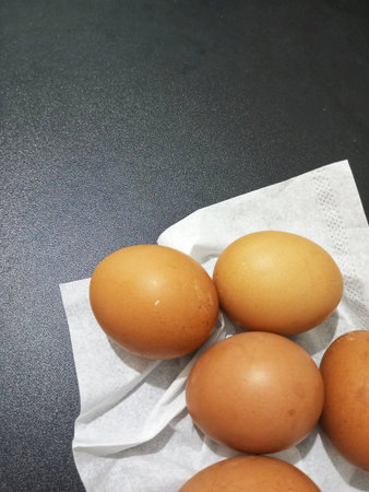 Eggs Flat Lay Bottom Right Composition
Fresh Chicken Eggs Upper Copy Space Layout