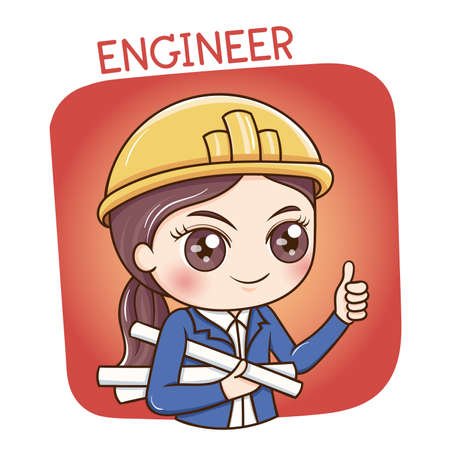 Illustrator of Female Engineer cartoonのイラスト素材