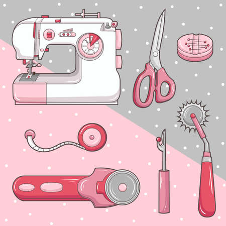 Illustration of cartoon sewing equipmentのイラスト素材