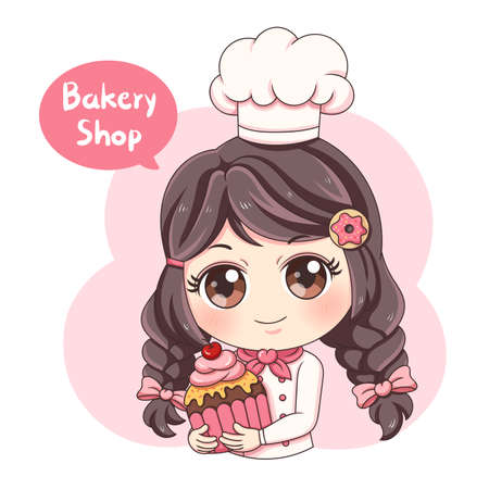 Illustration of cartoon character female bakerのイラスト素材