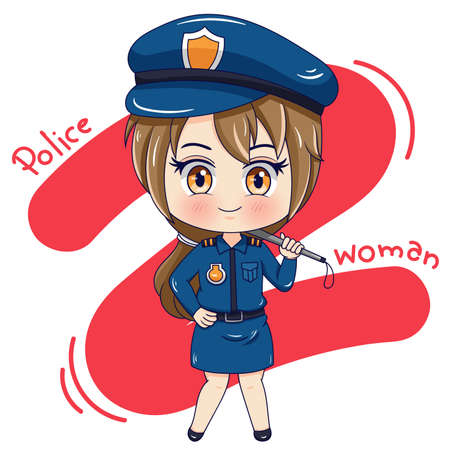 Illustration of cartoon character policewomanのイラスト素材