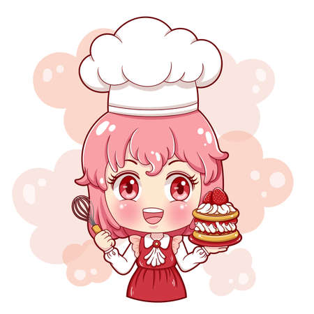 Illustration of cartoon character female bakerのイラスト素材