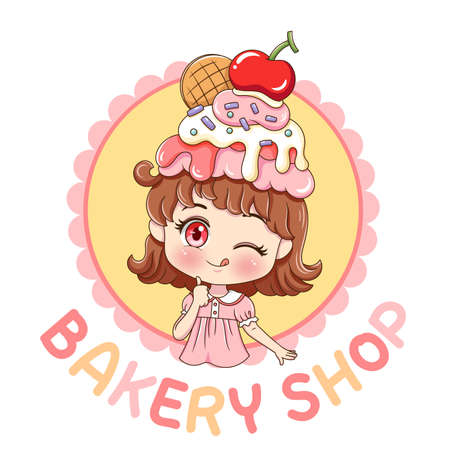Illustration of cartoon character female bakerのイラスト素材