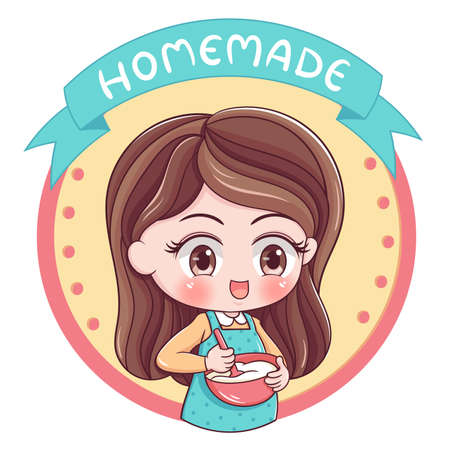 Illustration of cartoon character female bakerのイラスト素材