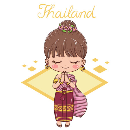Illustration of cartoon character Thailand girlのイラスト素材