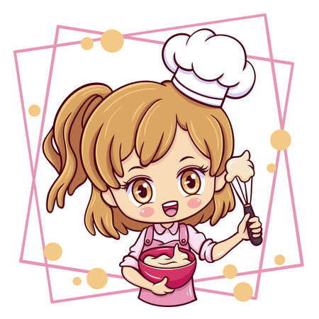 Illustration of cartoon character female bakerのイラスト素材