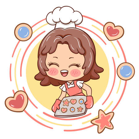 Illustration of cartoon character female bakerのイラスト素材