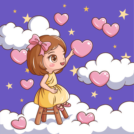 Illustration of cartoon couple in valentine's dayのイラスト素材