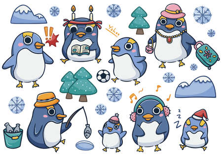 Illustration of cartoon penguinのイラスト素材