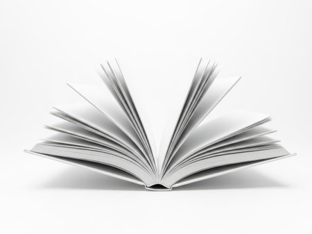 Open book isolated on white background. 3D rendering. Mock upの素材