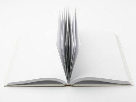 Open book with blank pages isolated on a white background. 3d renderingの素材