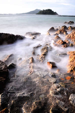 Nature wave and rocksの写真素材