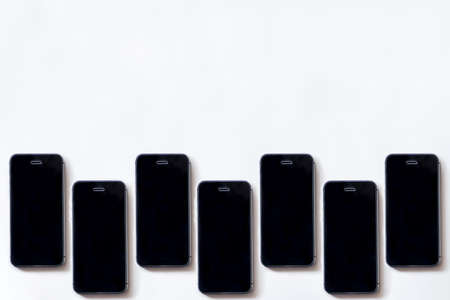 Smartphones isolated on white backgroundの写真素材