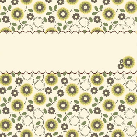 Vector pattern with a frame with brown and green flowersのイラスト素材