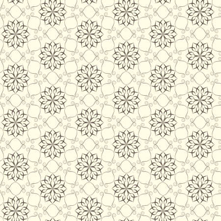 Elegant lace vector pattern, black on beigeのイラスト素材