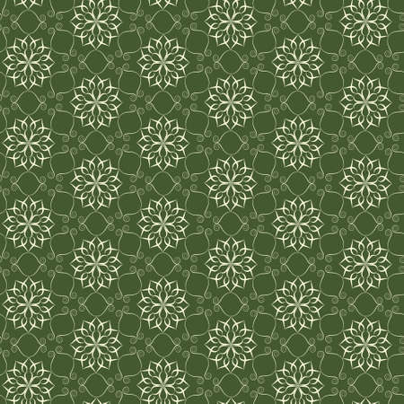 Elegant lace vector pattern, beige on greenのイラスト素材