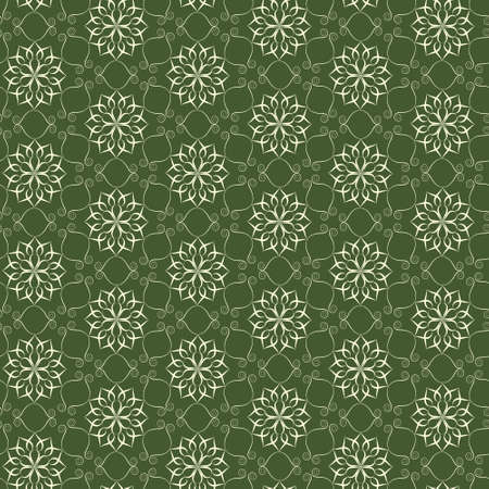 Elegant lace vector pattern, beige on greenのイラスト素材