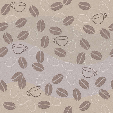  seamless pattern with coffee beans and cupsのイラスト素材