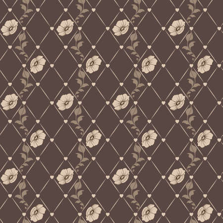 Seamless vector floral pattern with beige flowersのイラスト素材