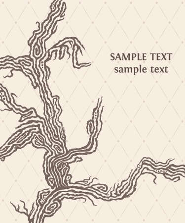Vector hand drawn card with abstract tree and place for textのイラスト素材