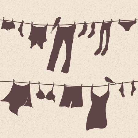 Vector seamless illustration of clothes hanging out to dryのイラスト素材