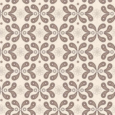 Vector vintage seamless background with brown paisley patternのイラスト素材