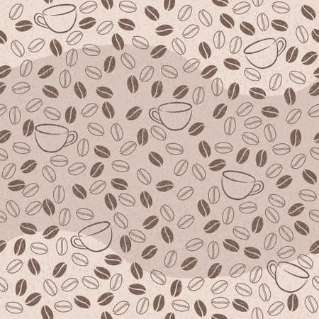 seamless pattern with coffee beans and cupsのイラスト素材