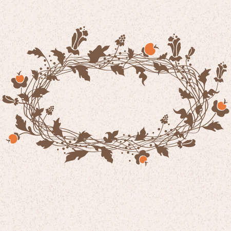 floral frame with berries and flowersのイラスト素材