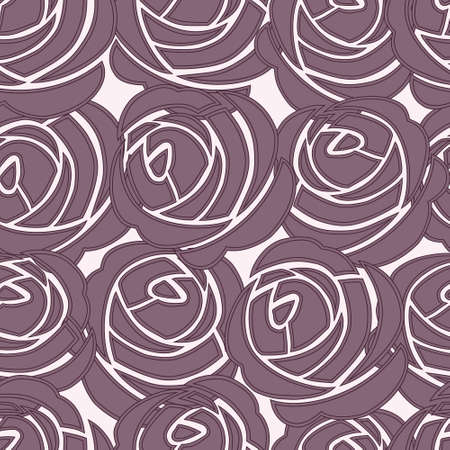 Beautiful seamless violet pattern with rosesのイラスト素材