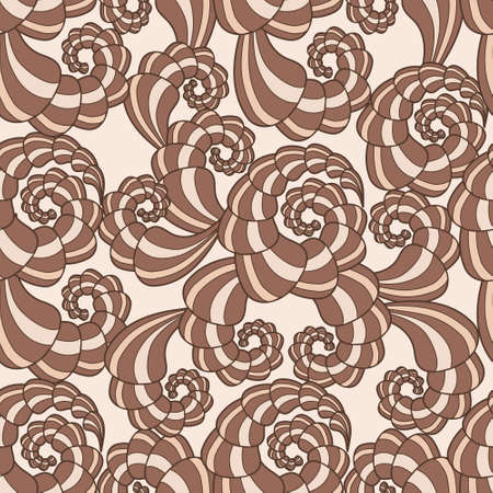 Beautiful vector seamless pattern with brown spiralsのイラスト素材