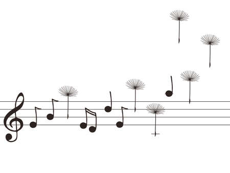 Vector illustration of music notes with dandelion seedsのイラスト素材