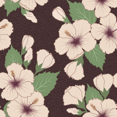 Vector seamless tropical pattern with hibiscus flowersのイラスト素材