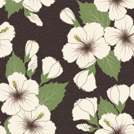 Vector seamless tropical pattern with hibiscus flowersのイラスト素材
