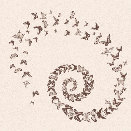 Beautiful vector pattern with silhouettes of butterfliesのイラスト素材
