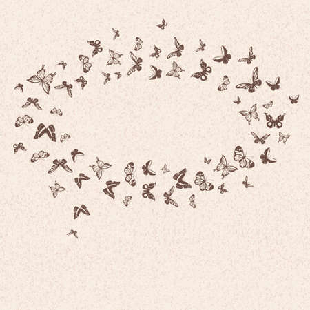 Beautiful vector pattern with silhouettes of butterfliesのイラスト素材