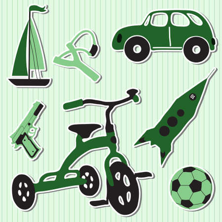 Vector illustration of funny children boy toysのイラスト素材