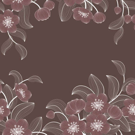 Vector floral seamless pattern with hand-drawn flowersのイラスト素材