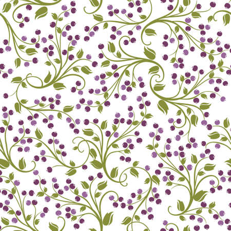Seamless floral pattern of wild berriesのイラスト素材