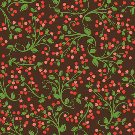Seamless floral pattern of wild berriesのイラスト素材