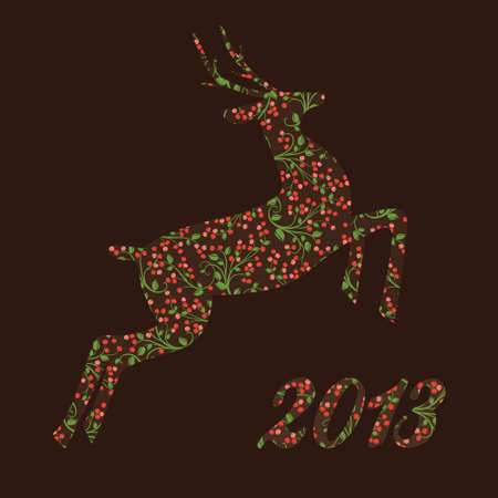 Christmas  ornamental reindeer of beautiful berriesのイラスト素材