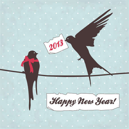 Cute  merry Christmas card with birds greetingのイラスト素材