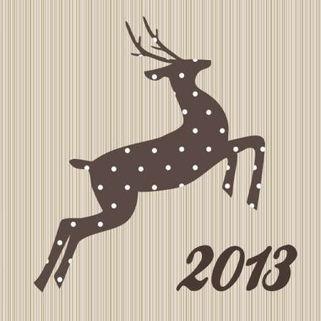 Christmas  polka dotted reindeer on wooden backgroundのイラスト素材