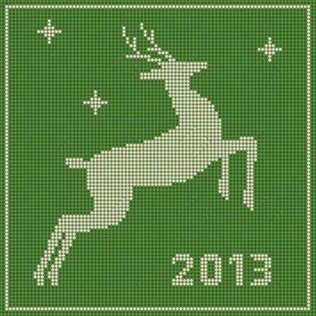 Traditional  Christmas embroidery pattern with a deerのイラスト素材