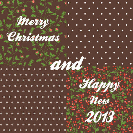 Set of seamless Christmas  patterns with berriesのイラスト素材