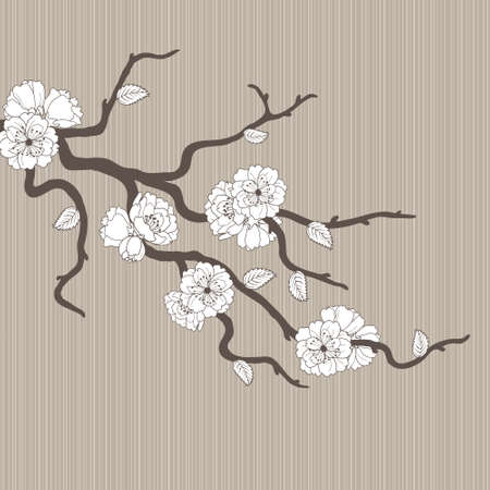 Beautiful pattern with sakura flowers and leavesのイラスト素材